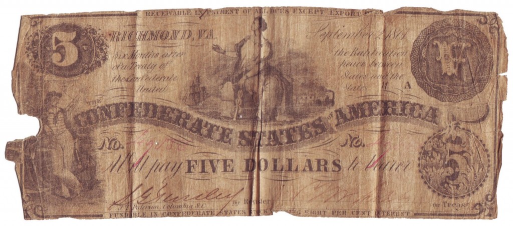 Confederate 5 Dollar Bill
