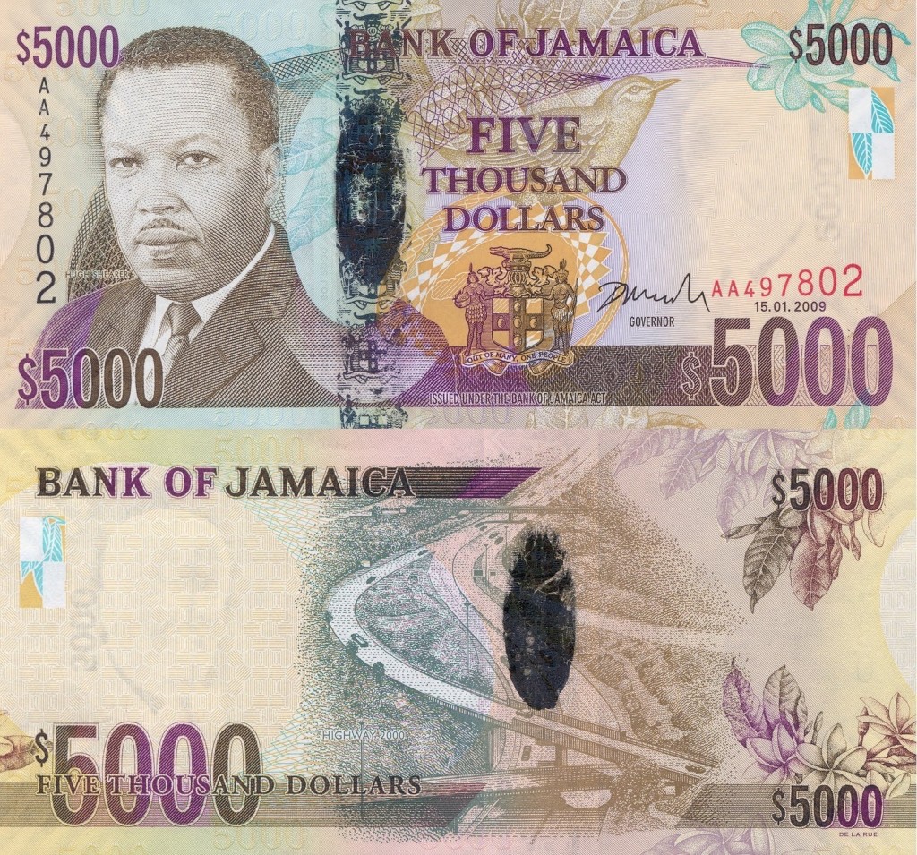 Jamaican 5000 Dollar Bill