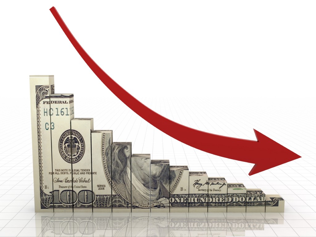 Declining Money Chart and Arrow